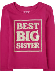 Camiseta con estampado Big Sister para niñas pequeñas
