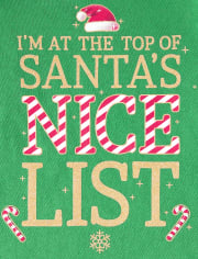 Baby And Toddler Girls Christmas Glitter Nice List Graphic Tee
