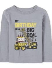 Camiseta gráfica de construcción de cumpleaños para niños pequeños
