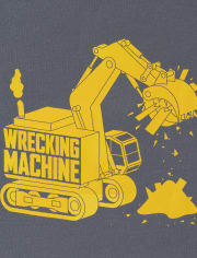 Camiseta con estampado de máquina de demolición para bebés y niños pequeños