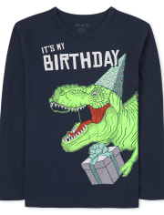 Camiseta con gráfico de dinosaurio de cumpleaños para niños