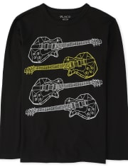 Camiseta con estampado de guitarras para niños