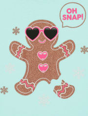 Girls Glitter Gingerbread Graphic Tee