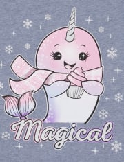 Girls Magical Narwhal Graphic Tee