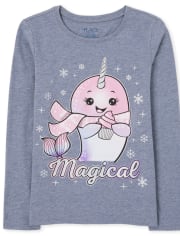 Girls Magical Narwhal Graphic Tee