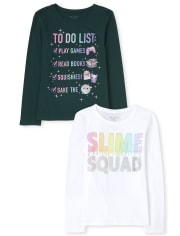 Pack de 2 camisetas con gráfico de tendencia para niñas