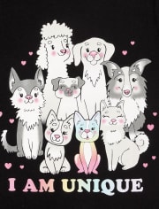 Pack de 2 camisetas con estampado de perros y gatos para niñas