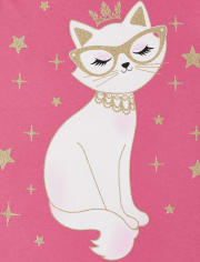 Girls Princess Cat Graphic Tee