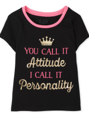Baby And Toddler Girls Attitude Graphic Tee