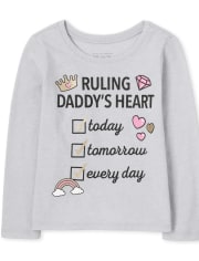 Baby And Toddler Girls Daddy's Heart Graphic Tee
