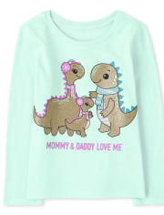 Camiseta con gráfico de la familia Dino para bebés y niñas pequeñas
