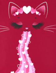 Camiseta con gráfico de gato del día de San Valentín para niñas