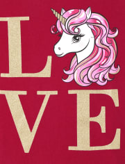 Girls Unicorn Love Graphic Tee