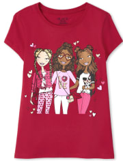 Camiseta con gráfico del escuadrón del día de San Valentín para niñas