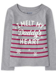 Baby And Toddler Girls Daddy's Heart Graphic Tee