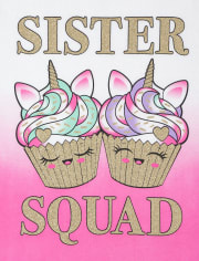 Camiseta con estampado de escuadrón de hermanas para niñas