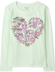 Camiseta con estampado de corazones para niñas