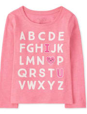 Baby And Toddler Girls Alphabet Graphic Tee