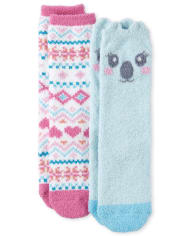 Paquete de 2 calcetines acogedores Koala Fairisle para niñas