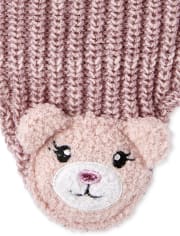 Toddler Girls Critter Hat And Mittens Set