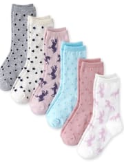 Lot de 6 paires de chaussettes licorne pour fille