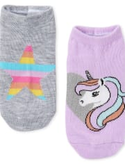 Calcetines tobilleros con diseño de unicornio y arcoíris para niñas, paquete de 6
