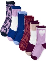Paquete de 6 calcetines deportivos con efecto tie-dye para niñas