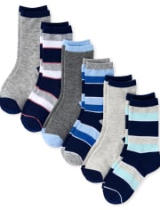 Boys Striped Crew Socks 6-Pack