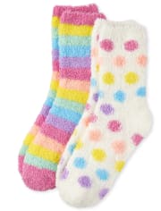 Girls Rainbow Cozy Socks 2-Pack