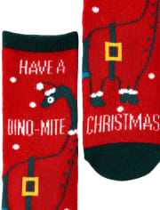 Toddler Boys Christmas Dino Crew Socks 3-Pack