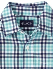 Boys Plaid Poplin Button Down Shirt