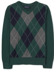Boys Argyle V Neck Sweater