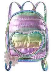 Girls Metallic Quilted Heart Mini Backpack
