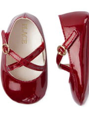 Baby Girls Glitter Cross Strap Ballet Flats