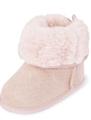 Baby Girls Faux Suede And Fur Boots