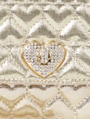 Girls Glitter Heart Quilted Bag
