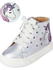 Toddler Girls Iridescent Unicorn Hi Top Sneakers
