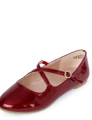 Girls Glitter Cross Strap Ballet Flats