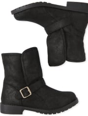 Girls Faux Suede Foldover Boots