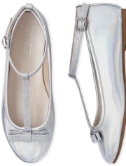 Bailarinas con tira en T y purpurina metalizada para niñas