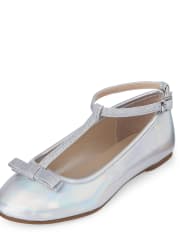 Bailarinas con tira en T y purpurina metalizada para niñas