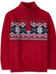 Toddler Boys Fairisle Mock Neck Sweater