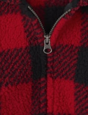 Toddler Boys Buffalo Plaid Sherpa Cozy Zip Up Hoodie