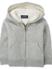 Toddler Boys Sherpa Zip Up Hoodie