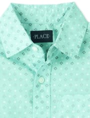 Chemise boutonnée en popeline imprimée pour garçon