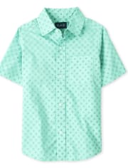 Chemise boutonnée en popeline imprimée pour garçon