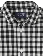 Toddler Boys Gingham Poplin Button Down Shirt