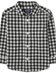 Toddler Boys Gingham Poplin Button Down Shirt