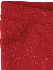 Baby And Toddler Girls Glitter Ruffle French Terry Jeggings