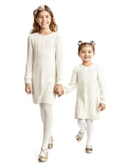 Girls Cable Knit Sweater Dress